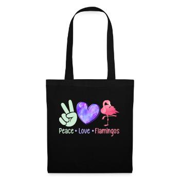Paix Amour Flamants roses Oiseau Rose Mignon - Sac en tissu - noir - Devant