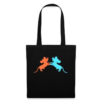 2 souris danse mains tenant couple équipe amis amour - Sac en tissu - noir - Devant