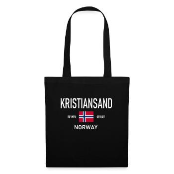 Kristiansand - Norway - Coordinates - Flag - Tote Bag - black - Front