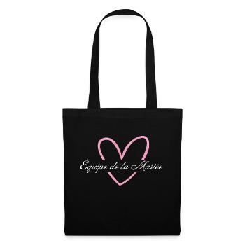 Team der Braut Glitzer Pink Herz - Stoffbeutel - Schwarz - Vorne