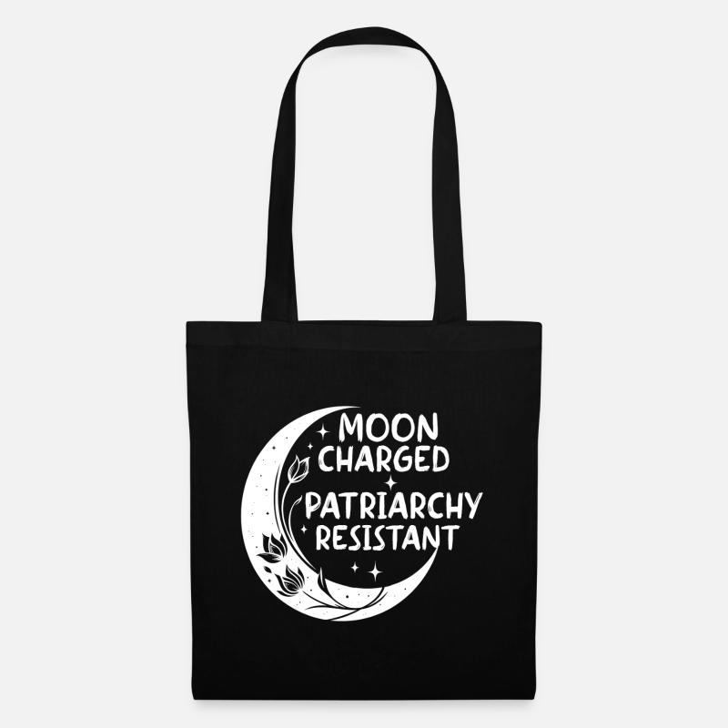 Moon charged, patriarchy resistant - Stoffbeutel - Schwarz
