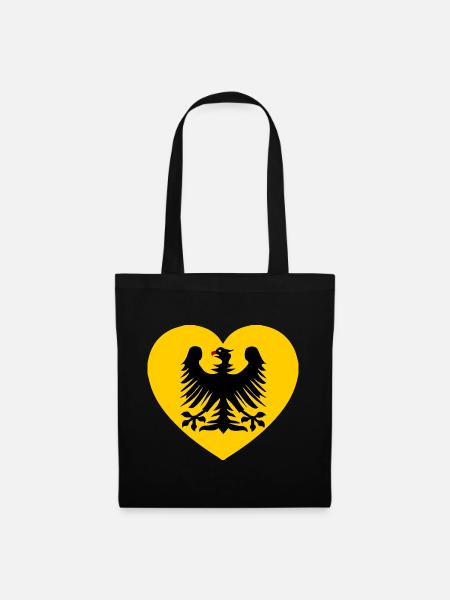 Heraldisches Adler-Emblem im Herzen - Stoffbeutel - Schwarz