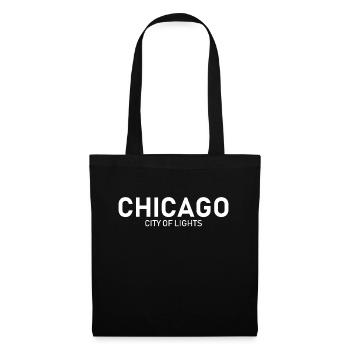 Chicago - Ville Lumière - États-Unis - Amérique - Sac en tissu - noir - Devant