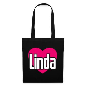 I Love Linda Pinkes Herz Ich liebe Linda - Stoffbeutel - Schwarz - Vorne