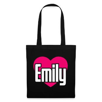 I Love Emily Pinkes Herz Ich liebe Emily - Stoffbeutel - Schwarz - Vorne