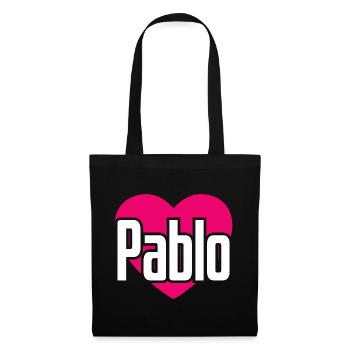 I Love Pablo Pinkes Herz Ich liebe Pablo - Stoffbeutel - Schwarz - Vorne