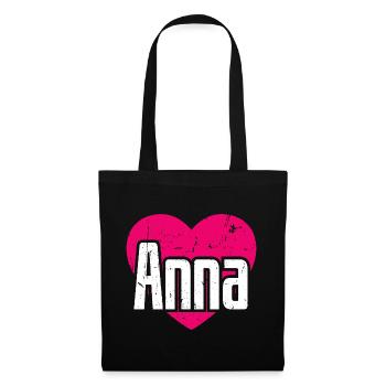 I Love Anna Pinkes Herz Ich liebe Anna - Stoffbeutel - Schwarz - Vorne
