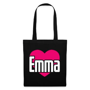J’aime Emma Coeur rose J’aime Emma - Sac en tissu - noir - Devant