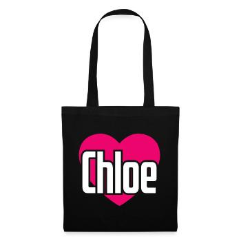 I Love Chloe Pinkes Herz Ich liebe Chloe - Stoffbeutel - Schwarz - Vorne