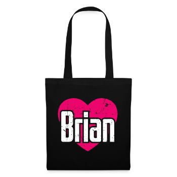 I Love Brian Pinkes Herz Ich liebe Brian - Stoffbeutel - Schwarz - Vorne