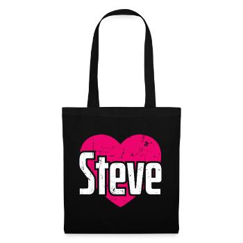 I Love Steve Pinkes Herz Ich liebe Steve - Stoffbeutel - Schwarz - Vorne