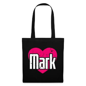 I Love Mark Pinkes Herz Ich liebe Mark - Stoffbeutel - Schwarz - Vorne