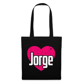 I Love Jorge Pinkes Herz Ich liebe Jorge - Stoffbeutel - Schwarz - Vorne