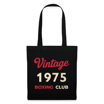 Vintage 1975 – Boxing Club Retro Geburtsjahr - Stoffbeutel - Schwarz - Vorne