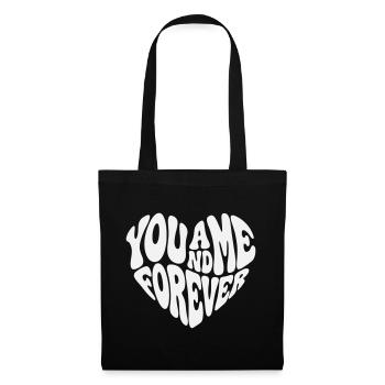 Pour toujours ensemble - Valentine White Retro Heart - Sac en tissu - noir - Devant
