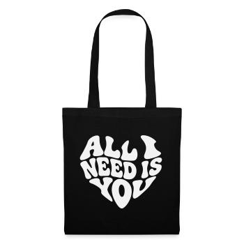 All I Need Is You - Valentine White Heart - Tote Bag - black - Front