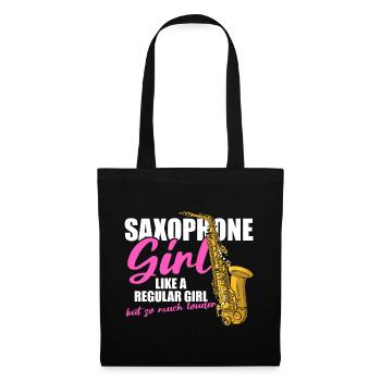 Fille saxophone Joueuse de saxophone - Sac en tissu - noir - Devant