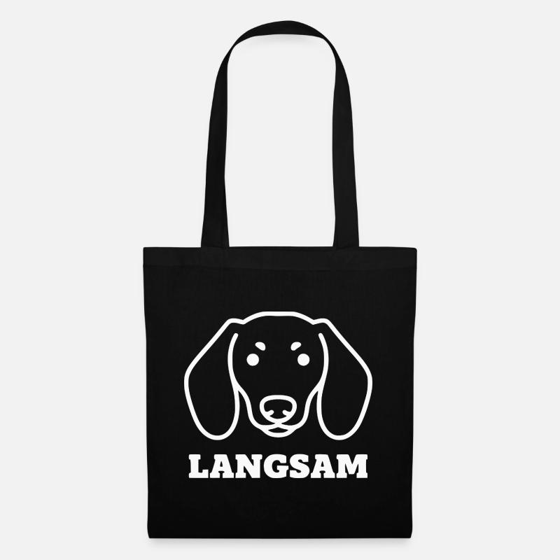 Langsamer Dackel Hund Linienstil - Stoffbeutel - Schwarz