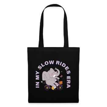À l’époque de mes balades lentes – motif vélo douillet - Sac en tissu - noir - Devant