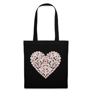 Pastel Flowers Heart Motif - Tote Bag - black - Front