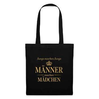 Jungs machen Jungs – Männer machen Mädchen - Stoffbeutel - Schwarz - Vorne
