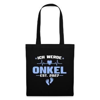 Ich werde Onkel 2027 - Baby Ankündigung Geschenk - Stoffbeutel - Schwarz - Vorne