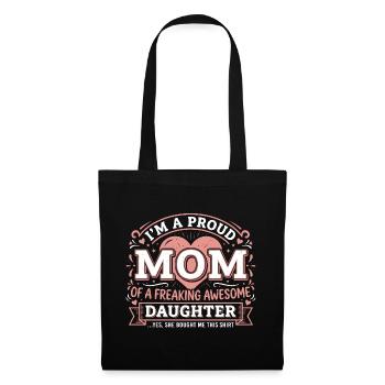 Proud Mom Awesome Daughter | Humour Mère Fille - Sac en tissu - noir - Devant