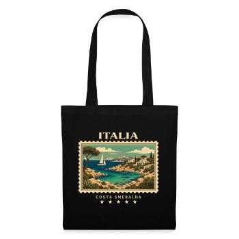 Italien Vintage Reisemarke - Stoffbeutel - Schwarz - Vorne