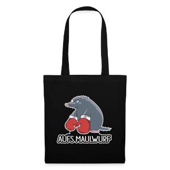 Aufs Maulwurf – Lustiges Cartoon Shirt - Stoffbeutel - Schwarz - Vorne