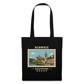 Schweiz Solothurn Vintage Reisemarke - Stoffbeutel - Schwarz - Vorne