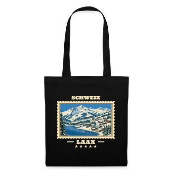 Schweiz Laax Winter Vintage Reisemarke - Stoffbeutel - Schwarz - Vorne