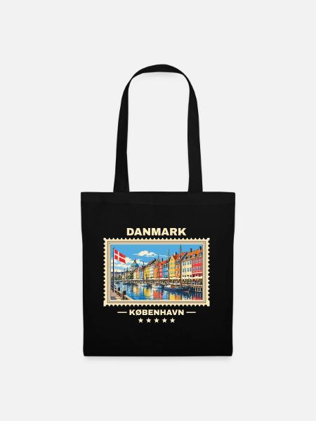 Danmark København Vintage Reisemarke - Stoffbeutel - Schwarz
