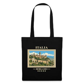 Italien Bergamo Vintage Reisemarke - Stoffbeutel - Schwarz - Vorne