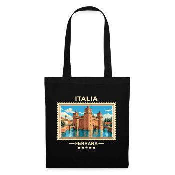 Italien Ferrara Vintage Reisemarke - Stoffbeutel - Schwarz - Vorne