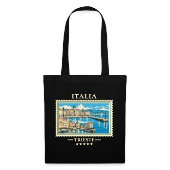 Italien Triest Vintage Reisemarke - Stoffbeutel - Schwarz - Vorne