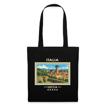 Italien Lucca Vintage Reisemarke - Stoffbeutel - Schwarz - Vorne