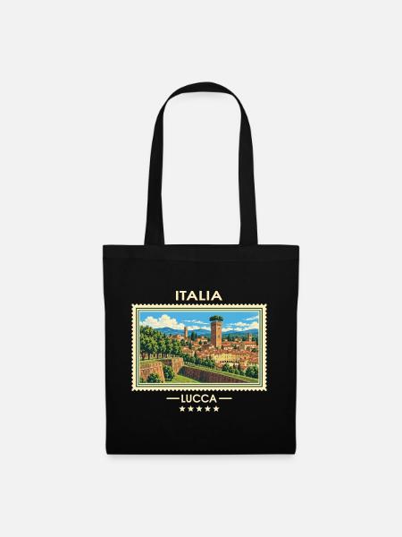 Italien Lucca Vintage Reisemarke - Stoffbeutel - Schwarz