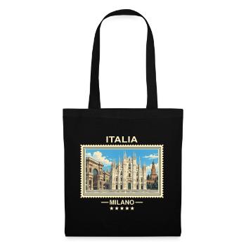 Italien Mailand Vintage Reisemarke - Stoffbeutel - Schwarz - Vorne