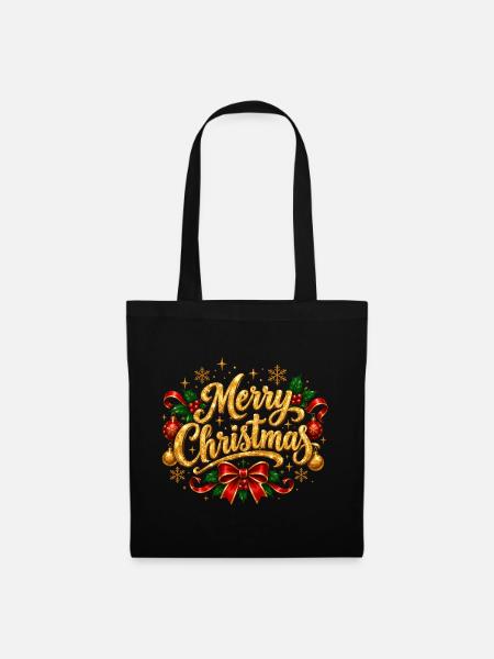 Glitzerndes Drehbuch frohe Weihnachten - Stoffbeutel - Schwarz