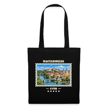 Ungarn Győr Vintage Reisemarke - Stoffbeutel - Schwarz - Vorne