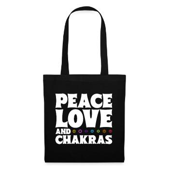 Frieden, Liebe und Chakras - Stoffbeutel - Schwarz - Vorne