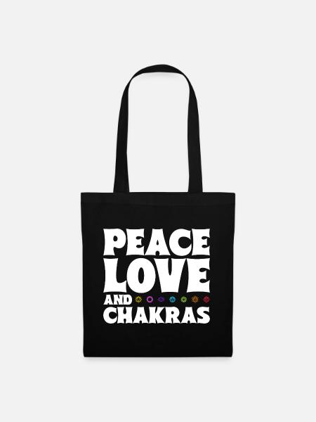 Frieden, Liebe und Chakras - Stoffbeutel - Schwarz