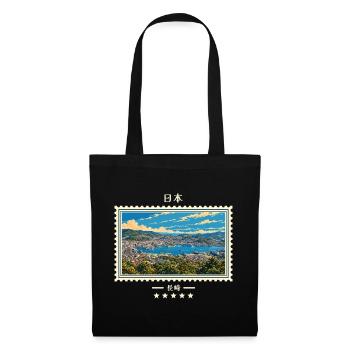 Japan Nagasaki Vintage Reisemarke - Stoffbeutel - Schwarz - Vorne