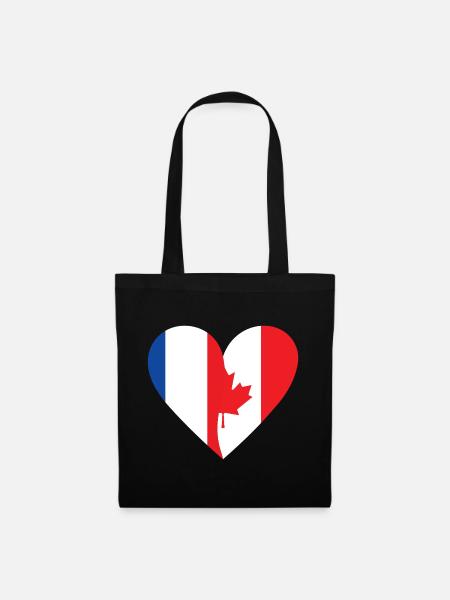 Frankreich & Kanada Flagge | Franco-kanadisches Geschenk - Stoffbeutel - Schwarz