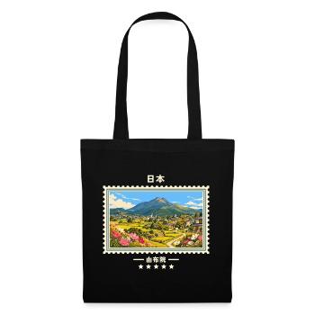 Japan Yufuin Vintage Reisemarke - Stoffbeutel - Schwarz - Vorne
