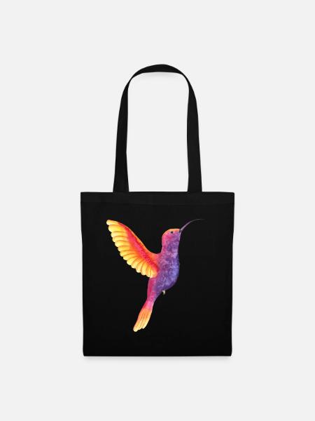 Lebendiger Aquarell-Kolibri - Stoffbeutel - Schwarz