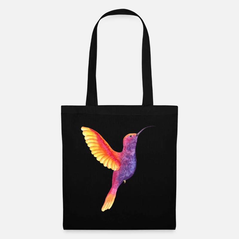Lebendiger Aquarell-Kolibri - Stoffbeutel - Schwarz
