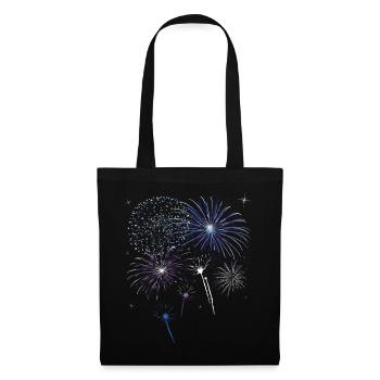 Feu d'artifice coloré avec des étoiles. - Sac en tissu - noir - Devant