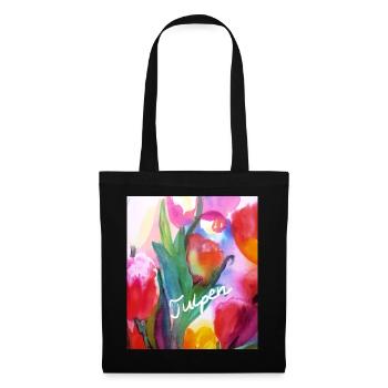 EG Blumen I Tulpen I Aquarell I Gerecke I flowers - Stoffbeutel - Schwarz - Vorne