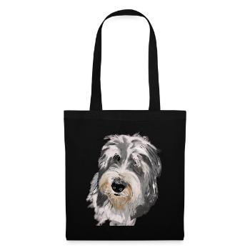 Collie barbu - Sac en tissu - noir - Devant
